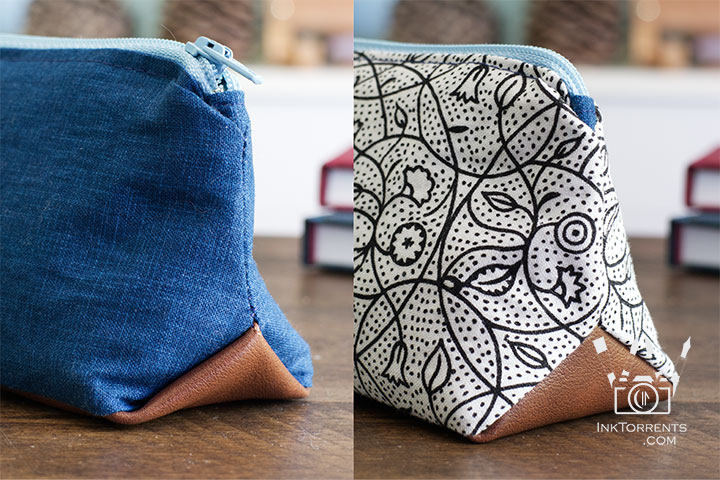 Close-up of the triangular box corner on this triangular pencil case, by InkTorrents Graphics